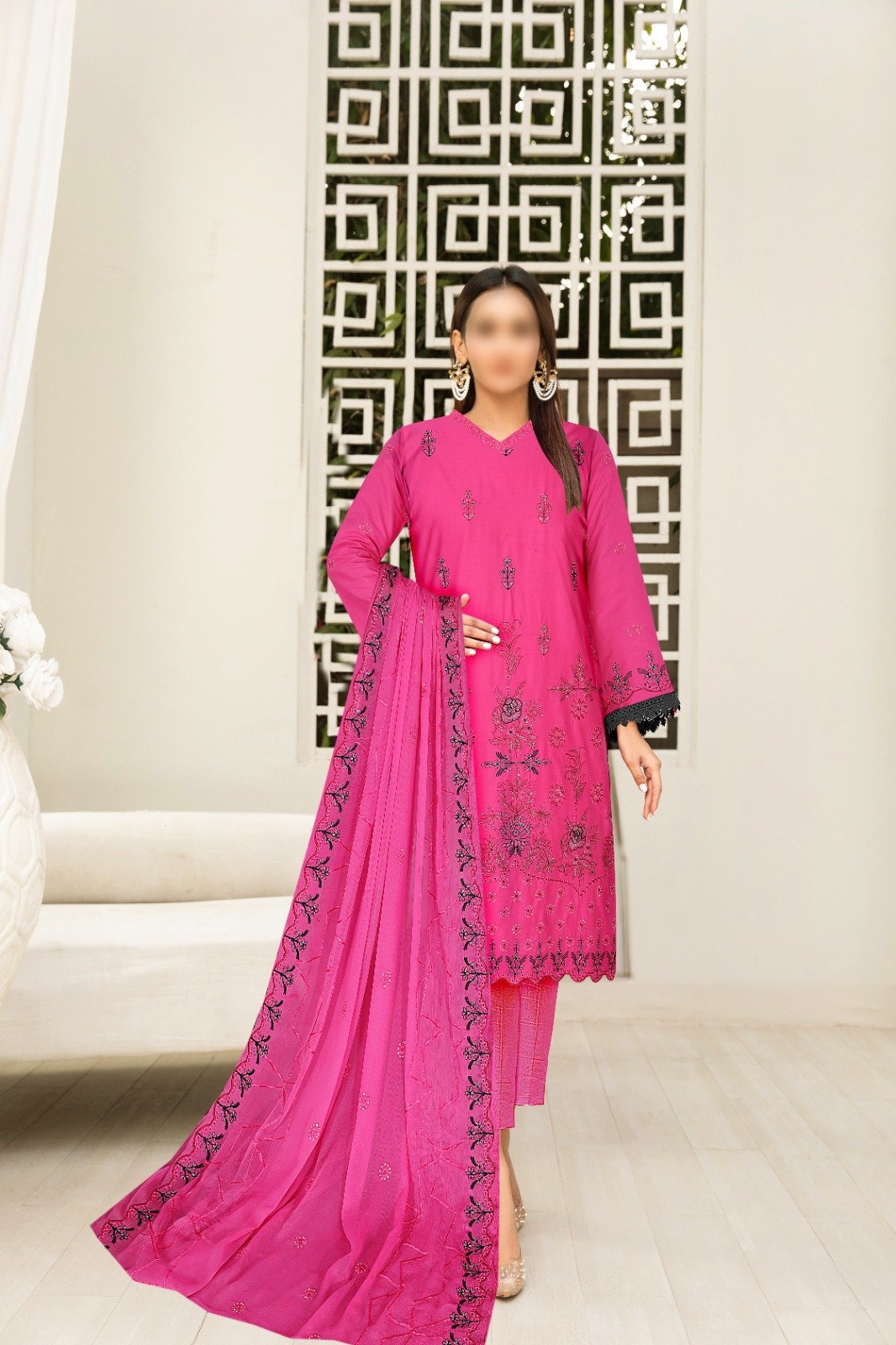 3PC Embroidery Chicken Kari Lawn
