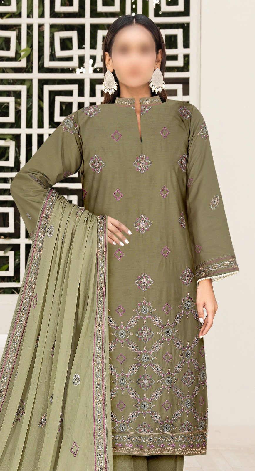 3PC Embroidery Chicken Kari Lawn - Image 2