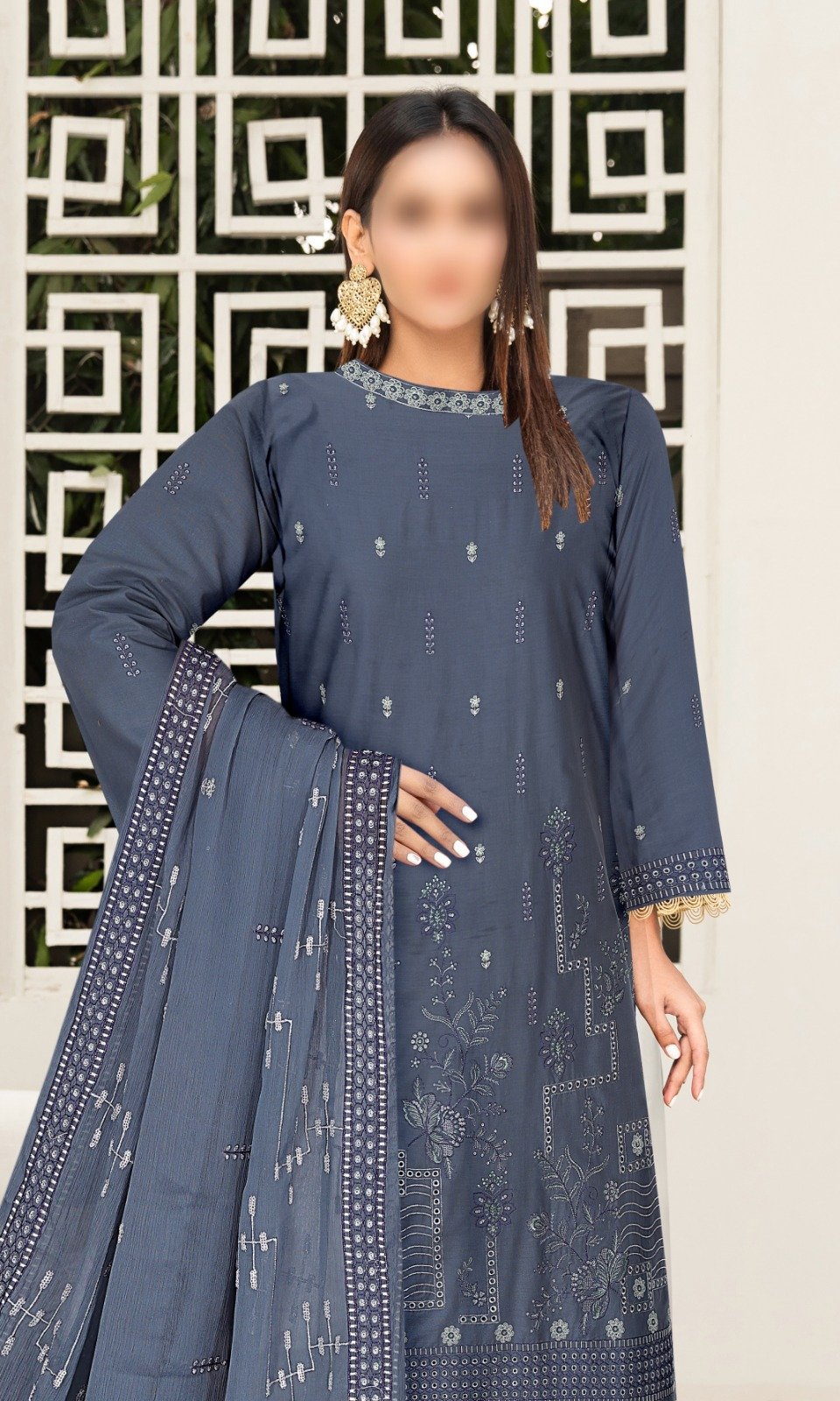3PC Embroidery Chicken Kari Lawn - Image 2