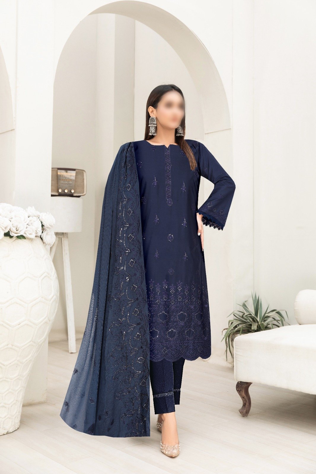 3PC Embroidery Chicken Kari Lawn