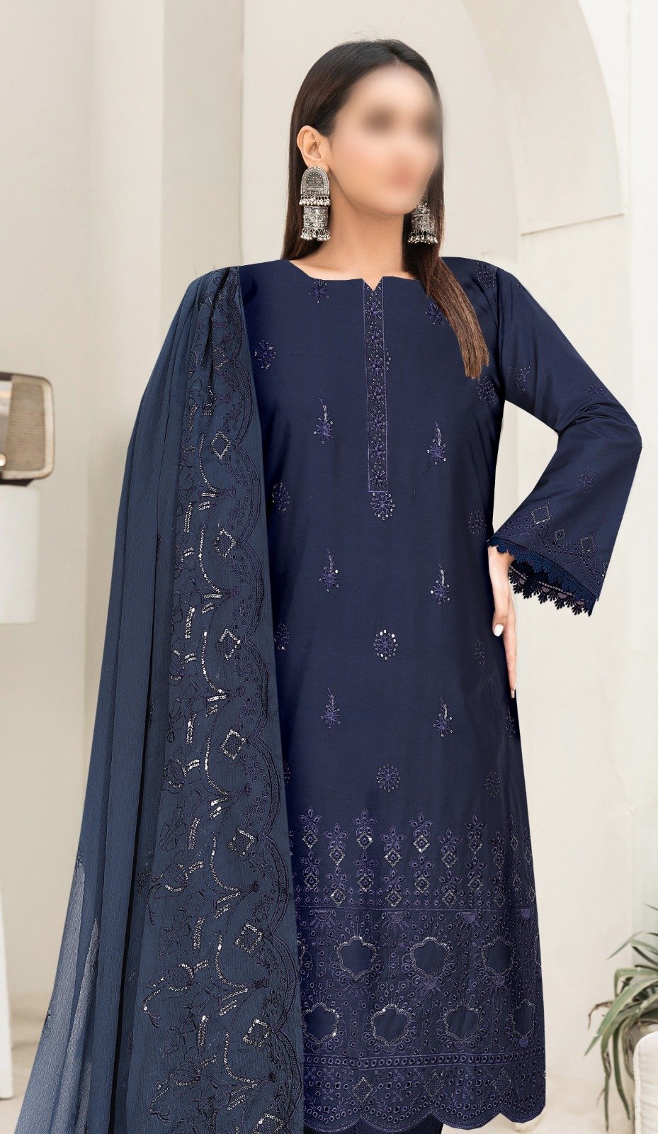3PC Embroidery Chicken Kari Lawn - Image 2
